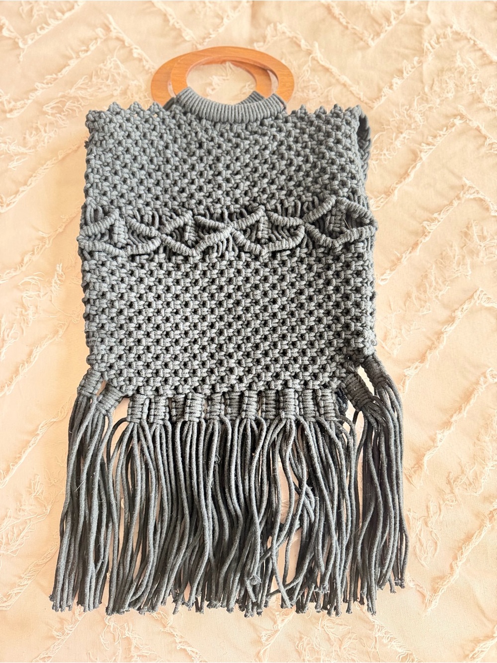 Danielle Nicole Black Macrame Fringe Handbag - image 4
